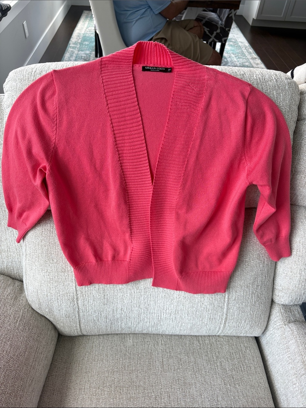 Urban Coco Coral Open-Front Cropped Cardigan - Women's
